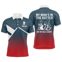 Load image into Gallery viewer, Funny Men Polo Bowling Shirt Personalized My Mind's in The Gutter Bowlers Jersey Short Sleeves NBP27