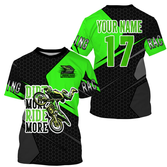 MX custom green adult&kid jersey UPF30+ Dirt More Ride More biker off-road motorcycle racewear PDT51