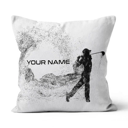 Silhouette Golf Player Custom Throw Pillow Personalized Golfing Gifts LDT1125