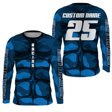 Load image into Gallery viewer, Custom motocross jersey blue muscle UPF30+ kid men women MX racing dirt bike off-road motorcycle NMS991