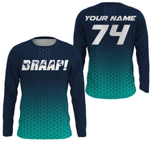 Load image into Gallery viewer, Custom motocross jersey blue Braaap UPF30+ kids men women dirt bike racing long sleeves motorcycle NMS1041