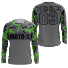 Load image into Gallery viewer, Green youth Motocross jersey for boys girls custom UPF30+ MX camo racing off-road motorcycle shirt PDT76