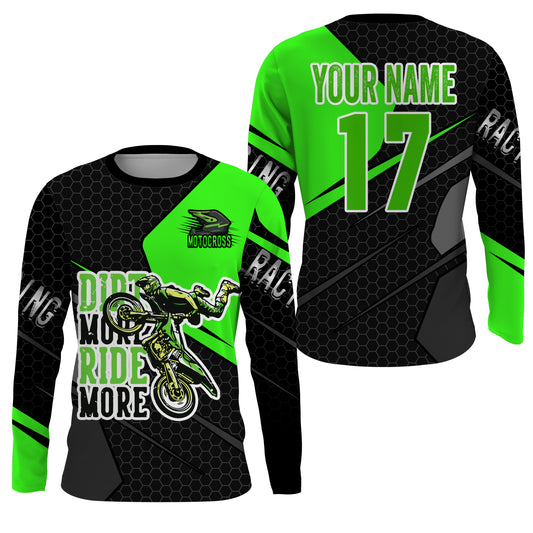 MX custom green adult&kid jersey UPF30+ Dirt More Ride More biker off-road motorcycle racewear PDT51