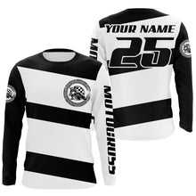 Load image into Gallery viewer, Black and white Motocross long sleeve jersey UPF30+ youth adult custom dirt bike racing shirt  PDT187