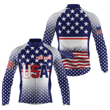 Load image into Gallery viewer, USA men cycling jersey American flag UPF50+ BMX MTB racewear full zipper reflective cycle gear| SLC148