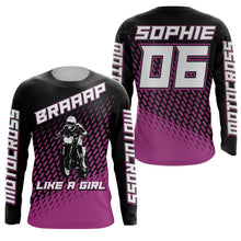 Load image into Gallery viewer, Braaap Like A Girl personalized motocross jersey UPF30+ dirt bike women kids racing long sleeves NMS1072