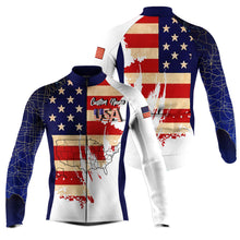 Load image into Gallery viewer, USA bike jersey with pockets American flag men cycling jersey UPF50+ full zip BMX MTB cycle gear| SLC150