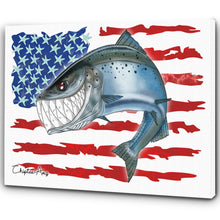 Load image into Gallery viewer, Salmon fishing with American flag ChipteeAmz's art Matte Canvas AT026