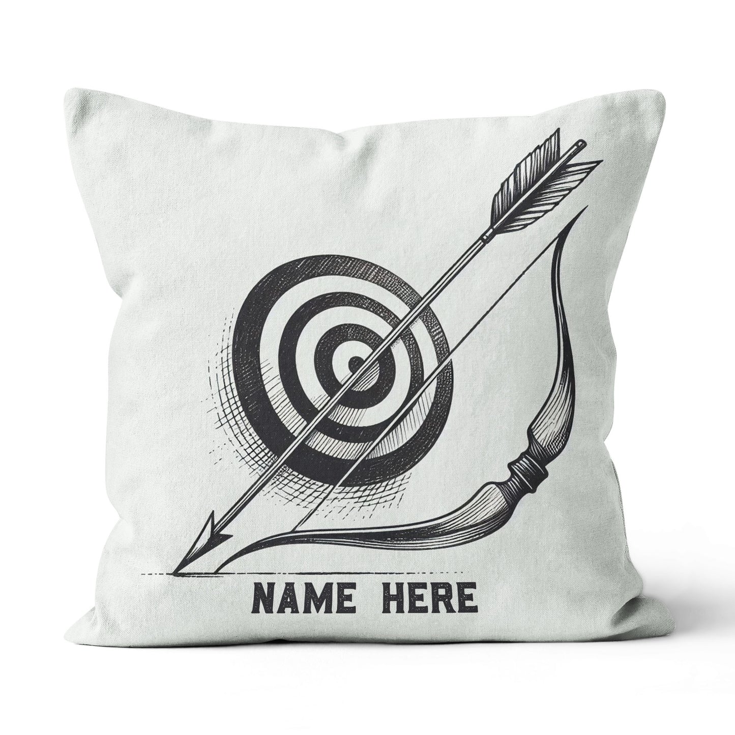 Personalized Target Bow Arrow Archery Line Drawing Pillow, Archery Gifts VHM0913