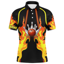 Load image into Gallery viewer, No Pin Left Behind Personalized Men Polo Bowling Shirt, Cool Flame Bowler Jersey NBP26