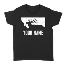 Load image into Gallery viewer, Montana Elk Hunting Custom Name Shirt Bull Elk MT State Shape Standard Women's T-shirt FSD1808D05