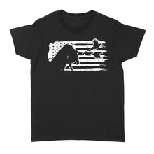 Load image into Gallery viewer, Pheasant hunting with dog American flag patriotic hunting, dog hunting pheasant shirt D01 NQS2582 Standard Women's T-shirt