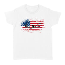 Load image into Gallery viewer, Custom name American Flag Fish Hook fishing Women's T-shirt, personalized fishing apparel gift for Fishing lovers- NQS1198