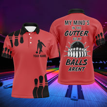 Load image into Gallery viewer, Funny Men Polo Bowling Shirt, My Mind's in The Gutter But My Balls Aren't, Custom Bowler Team Jersey NBP24