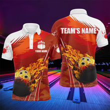 Load image into Gallery viewer, Flame Polo Men's Bowling Shirt, Custom Name Team Bowlers Jersey Short Sleeve NBP96