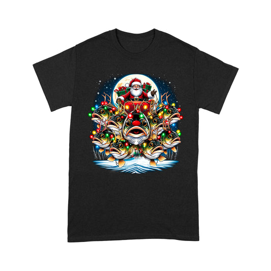 T-Shirt - Nine Bass fish as Santa's Reindeer