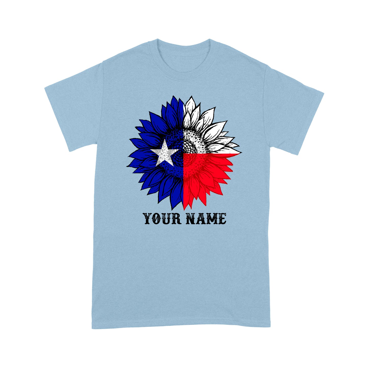 Texas flag sunflower customized name patriot Texas state flag D03 NQS2495 - T-shirt