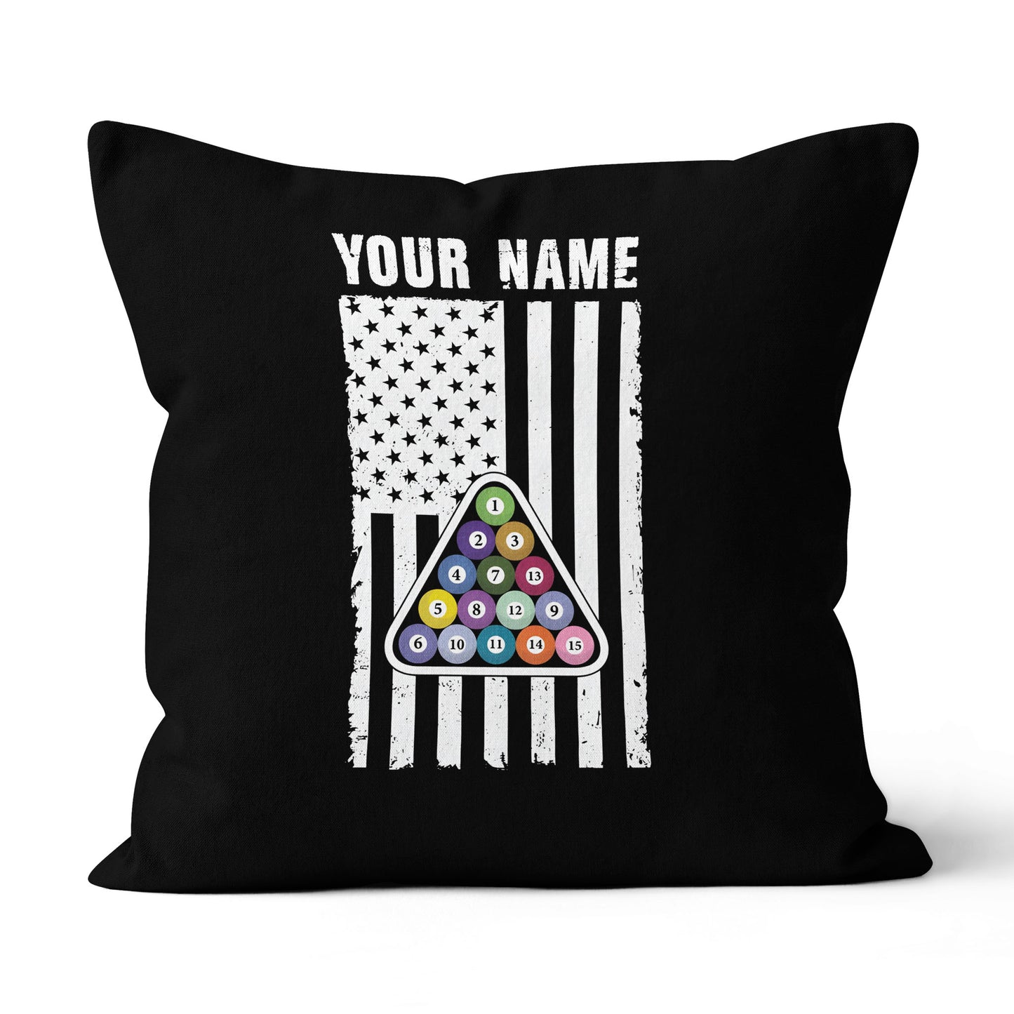 Custom Black White American Flag Billiard Pillow, Patriotic Pillow Gifts TDM0792