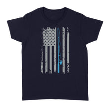 Load image into Gallery viewer, American flag fishing shirt vintage fishing - Standard Women's T-shirt