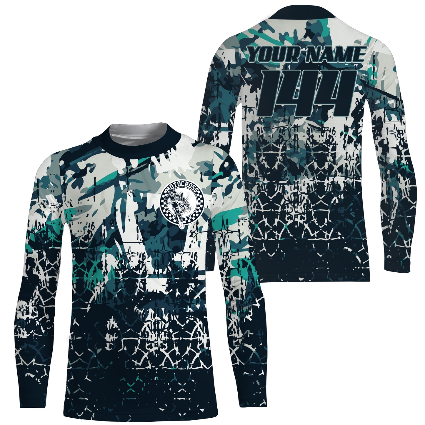 Custom motocross jersey blue camouflage kid men women UPF30+ MX racing dirt bike offroad motorcycle NMS985