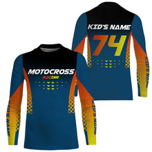 Load image into Gallery viewer, Motocross racing custom jersey UPF30+ men women kids blue dirt bike offroad motorcycle outfits NMS1010