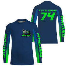 Load image into Gallery viewer, Custom motocross jersey blue UPF30+ kids men women dirt bike racing enduro motorcycle off-road NMS1028