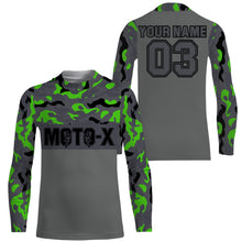 Load image into Gallery viewer, Green youth Motocross jersey for boys girls custom UPF30+ MX camo racing off-road motorcycle shirt PDT76