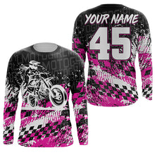 Load image into Gallery viewer, Girls Women Pink Personalized Motocross Jersey UPF30+ Brap Dirt Bike Racing Long Sleeves NMS1182