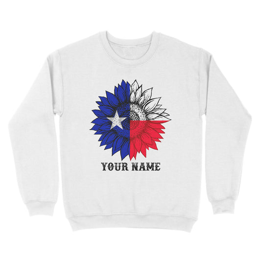 Texas flag sunflower customized name patriot Texas state flag Sweatshirt D03 NQS2495