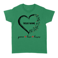 Load image into Gallery viewer, Peace love horses tattoo customized name horse shirt for girl, horse shirts D06 NQS2908 - Standard Women's T-shirt