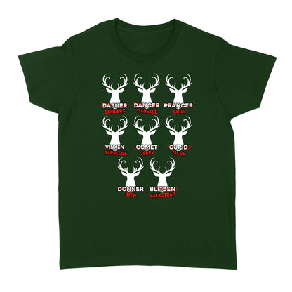 Funny Christmas Reindeer Hunter Shirt, Deer Hunter Gift D02 NQS2460 Standard Women's T-shirt