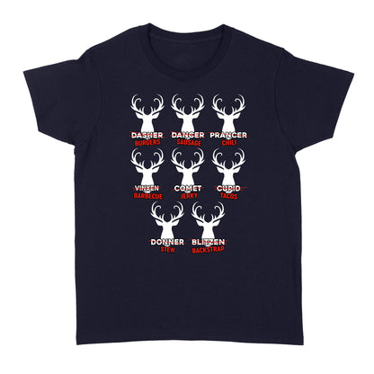 Funny Christmas Reindeer Hunter Shirt, Deer Hunter Gift D02 NQS2460 Standard Women's T-shirt