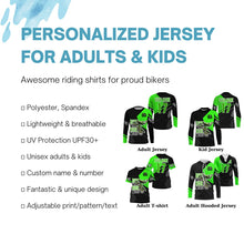 Load image into Gallery viewer, MX custom green adult&amp;kid jersey UPF30+ Dirt More Ride More biker off-road motorcycle racewear PDT51