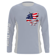 Load image into Gallery viewer, American Flag Fish Hook Custom UV Protection Long Sleeve performance Fishing Shirts TTN71