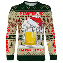 Load image into Gallery viewer, Funny Festive Drinking Gift Merry Drunk I'm Christmas Ugly Sweater Customize Name 3D Shirt TTN101