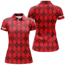 Load image into Gallery viewer, Christmas plaid Argyle Pattern - Funny Christmas Women's Golf Polo Custom Name shirt TTN103