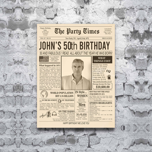 The party time birthday gift custom name, age, location and date of birth personalized gift for birthday Matte Canvas (1.25")
