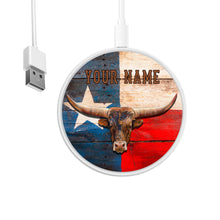 Load image into Gallery viewer, Longhorn Texas custom name personalized gift Wireless Charger