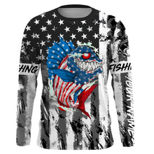 Load image into Gallery viewer, American flag angry bass fishing ChipteeAmz's art shirts UV protection TATS213