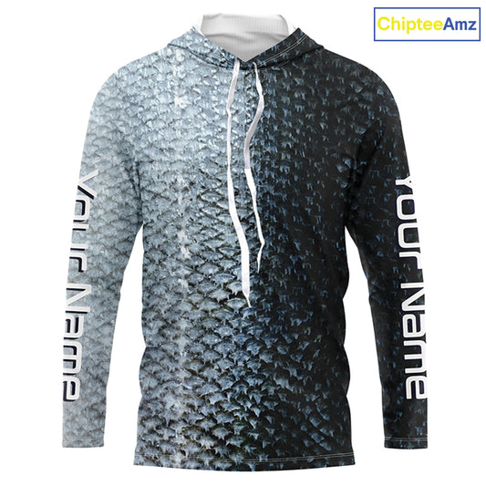 Chinook King Salmon Fishing Scales Custom Long Sleeve Fishing Shirts, Salmon Fishing Jerseys IPHW3986