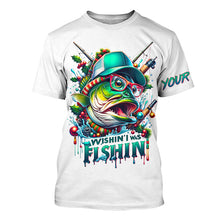 Load image into Gallery viewer, Wishin' I Was Fishin' Custom Funny Bass Christmas Fishing Shirts Bass Christmas Fishing Gifts IPHW5586
