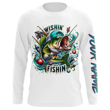 Load image into Gallery viewer, Wishin' I Was Fishin' Custom Funny Bass Christmas Fishing Shirts Bass Christmas Fishing Gifts IPHW5587