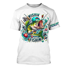 Load image into Gallery viewer, Wishin' I Was Fishin' Custom Funny Bass Christmas Fishing Shirts Bass Christmas Fishing Gifts IPHW5587