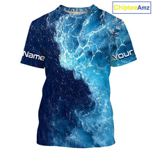 Load image into Gallery viewer, Beautiful Custom Saltwater Long sleeve Fishing Shirts UV Protection, Sea wave camo Fishing Shirts - IPHW1331