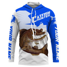 Load image into Gallery viewer, Angry Catfish Custom Long sleeve performance Fishing Shirts, Catfish hunter Fishing jerseys | blue IPHW3379