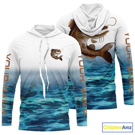 Custom Angry Catfish Tournament Long Sleeve Fishing Shirts, Catfish Performance Fishing Jerseys IPHW4794