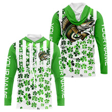 Load image into Gallery viewer, Personalized St Patrick'S Day Walleye Long Sleeve Fishing Shirts, Patriotic Walleye Fishing Jerseys IPHW5902