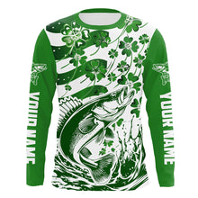 Load image into Gallery viewer, Custom St Patrick'S Day American Flag Walleye Fishing Shirts, Shamrock Flag Walleye Fishing Jerseys IPHW5896