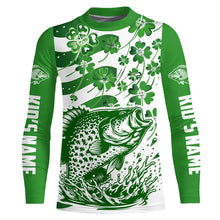 Load image into Gallery viewer, Custom St Patrick'S Day American Flag Crappie Fishing Shirts, Patriotic Crappie Fishing Jerseys IPHW5898