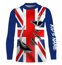 Load image into Gallery viewer, UK Fishing 3D Fish Hook England Flag Sun / UV protection quick dry customize name long sleeves shirts personalized Patriotic fishing apparel gift for Fishing lovers IPH1976